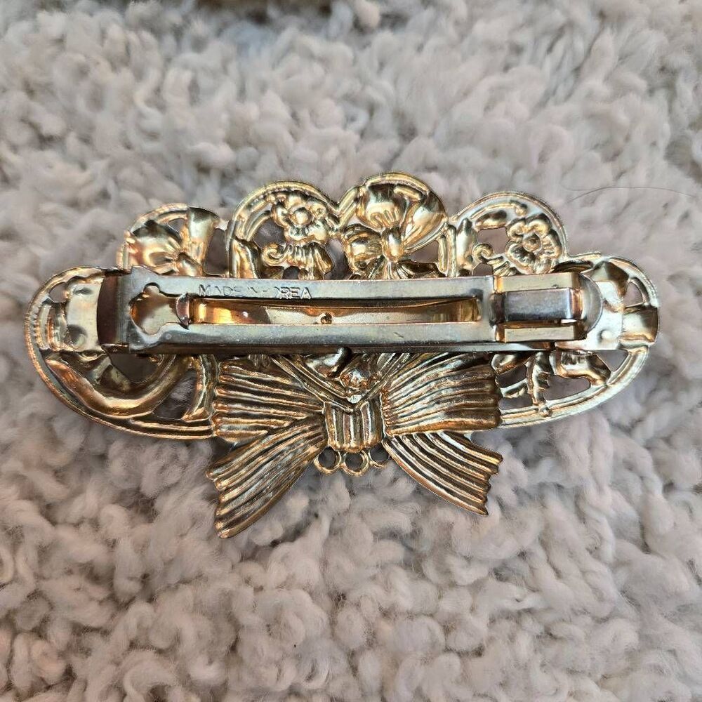 Mixed LOT 3 Barrettes Gold Tone & Pearls - Picture 2 of 5